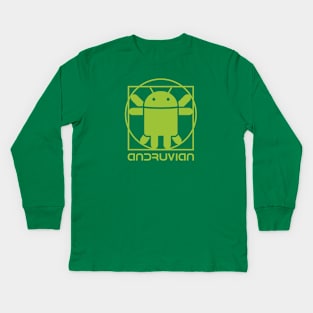 Vitruvian Droid (green) Kids Long Sleeve T-Shirt